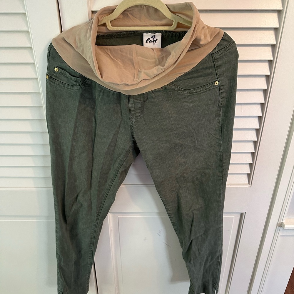 Green maternity jeans